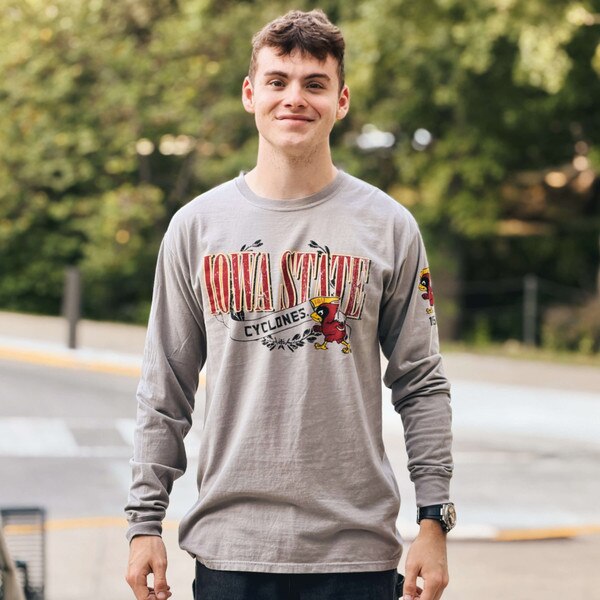 Comfort Wash Iowa State Cyclones Pennant Cy Gray Long Sleeve